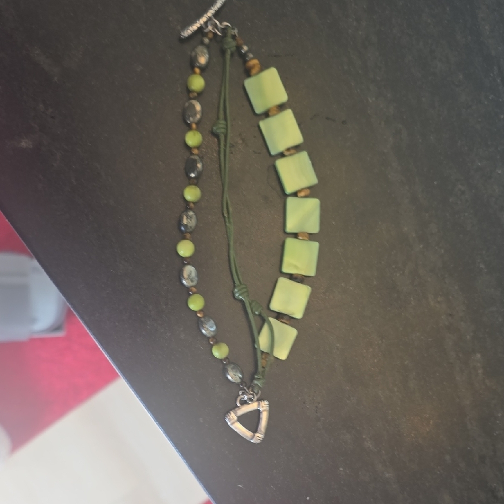 Silpada Green and Silver Beaded Bracelet